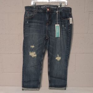 Old Navy Boyfriend Straight Distressed Denim Capris Size 14 NWT, Y2K, Vintage